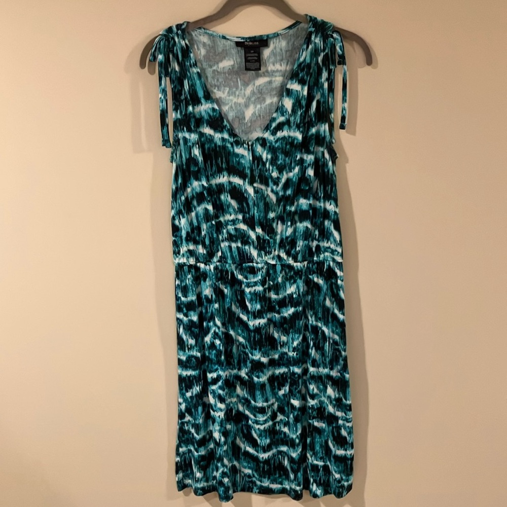 Style & Co. Teal and Black Patterned Mini Dress
